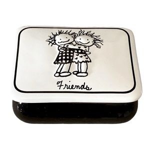 ENESCO Friends Ceramic Trinket Box Children Of The Inner Light Black White